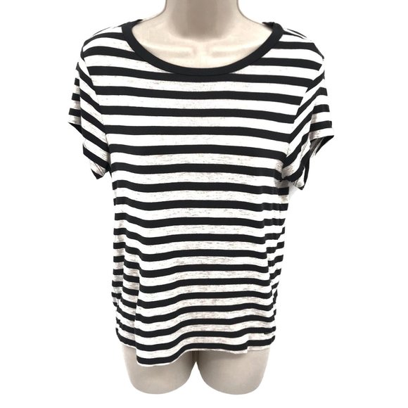 AEO Soft & Sexy Womens Striped Charcoal Gray Short Sleeve Tee Shirt Size S - Picture 1 of 5